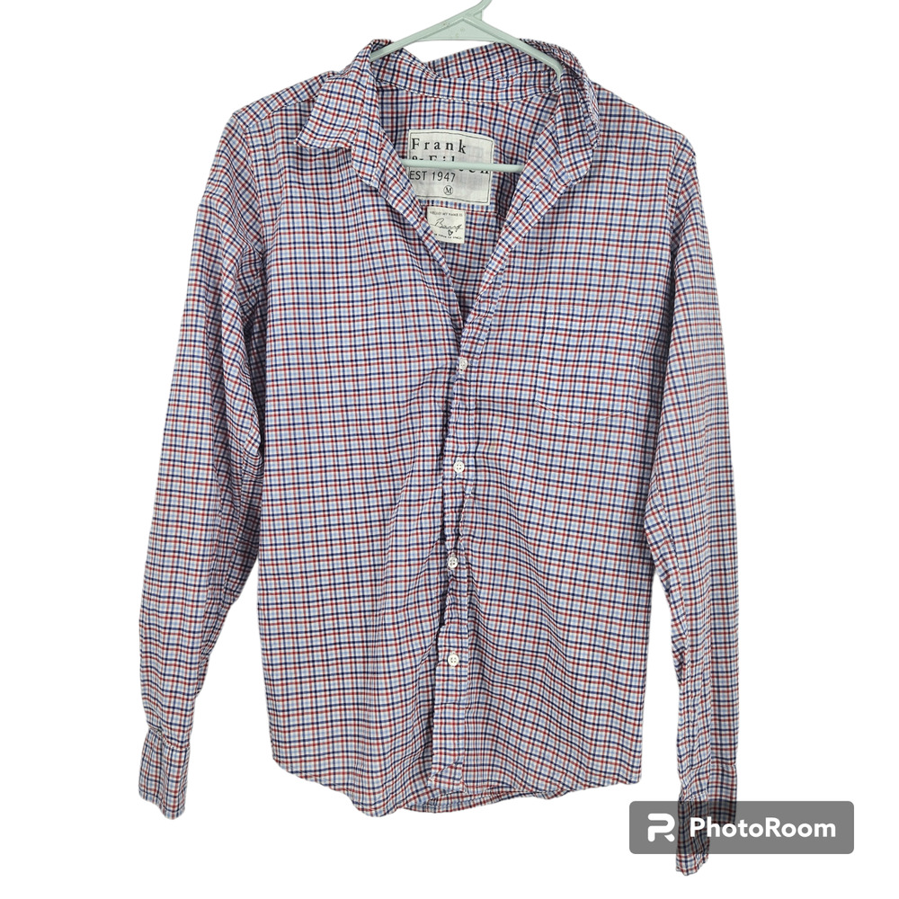 Frank & Eileen Shirt Blue Red Barry Check Plaid Long Sleeve Button-Up Size M